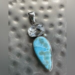✨Larimar 💙 Quartz, Pearl ✨925 Sterling Pendant